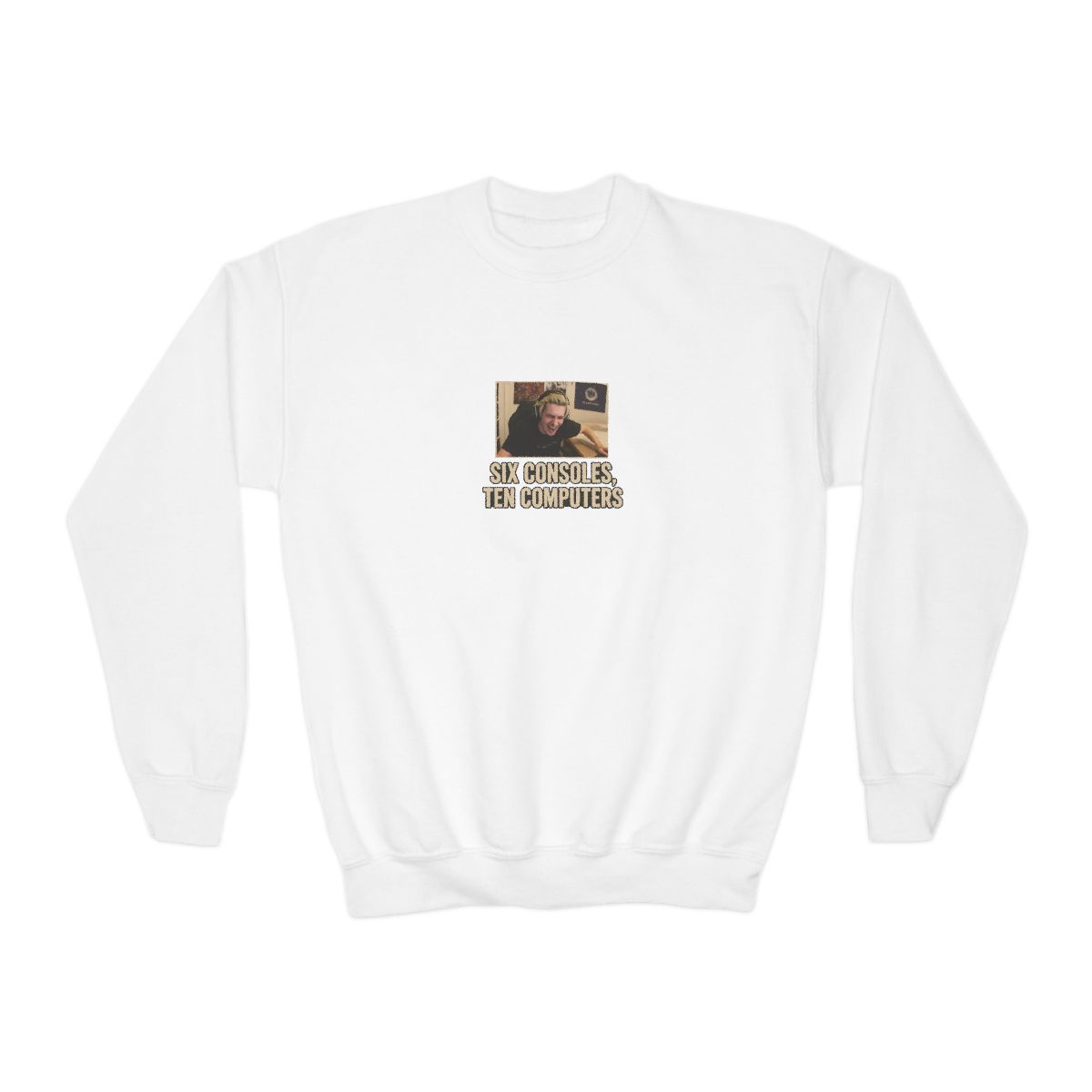 xQc Six Consoles Ten Computers Gaming Kids Sweatshirt